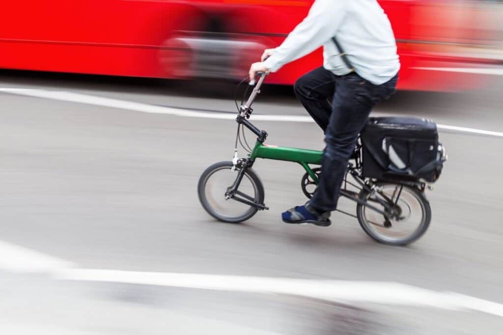 folding bike in traffic